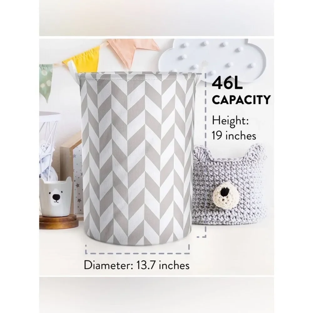 Glampers Gray and white Chevron Fabric Laundry Hamper - Home Accents
